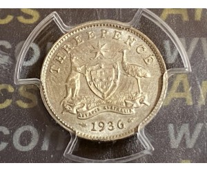 Australia 1936 Threepence PCGS MS64